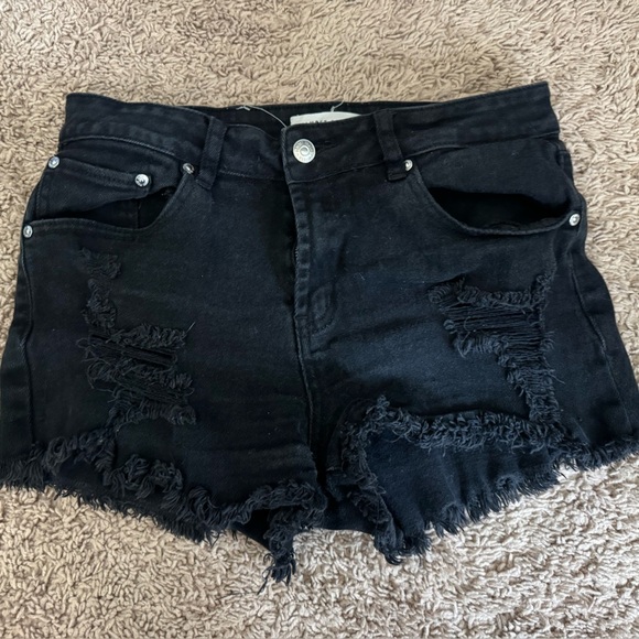 Almost Famous Pants - Almost Famous Black Distressed Jean Shorts